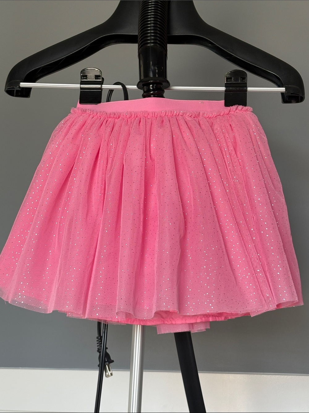 Girls' Pink Glitter Tulle Skirt - Elastic Waist